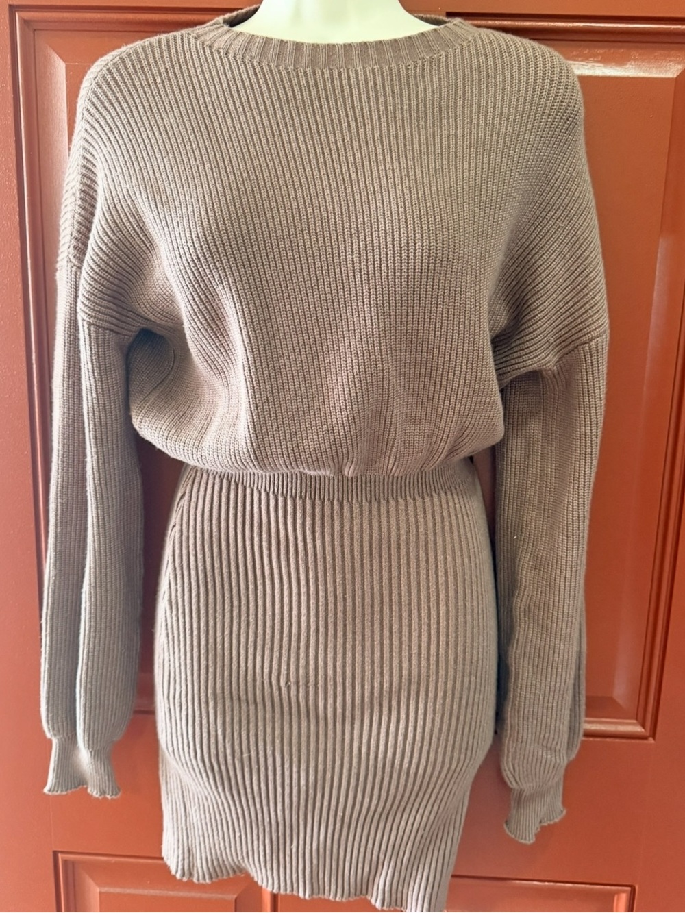 SHEIN Sweater Dress Ribbed *small hole- Brown, XS